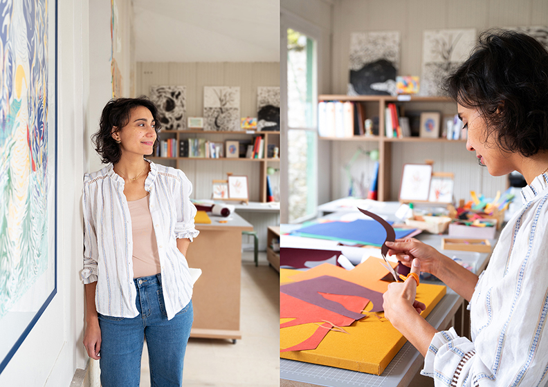 portrait d'artiste dans son atelier